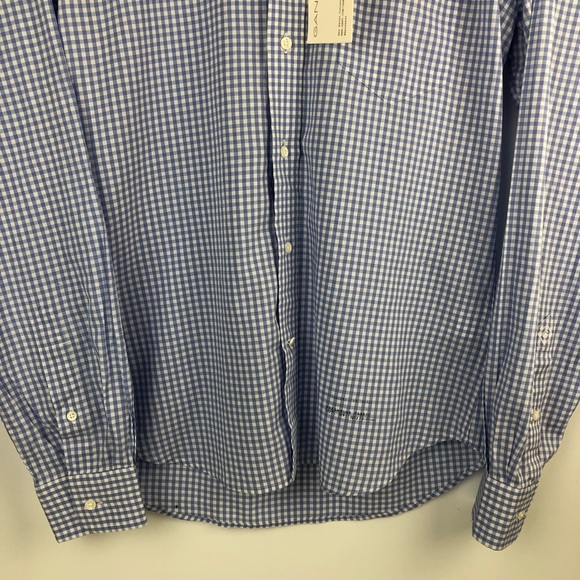 Gant The Hugger Button Down - Blue and White Gingham Plaid Size Small - Picture 3 of 9
